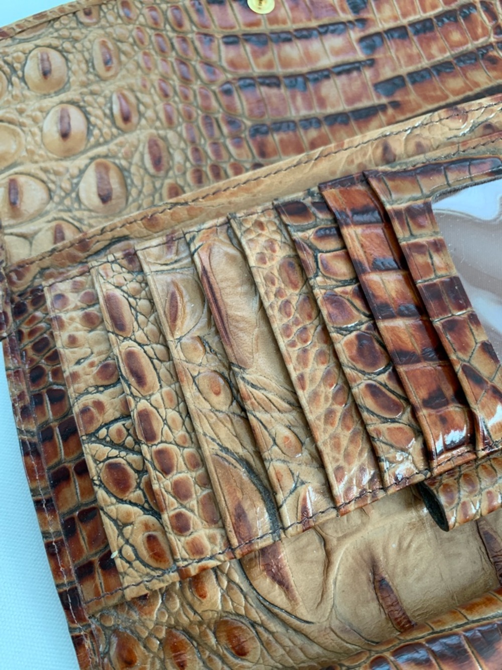 Brahmin Cognac Croc-Embossed Leather Clutch Wallet on Sale - Picture 8 of 10